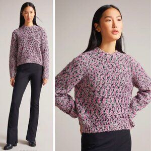 NWT Ted Baker London Bbetsy Crop Knit Sweater Deep Pink
